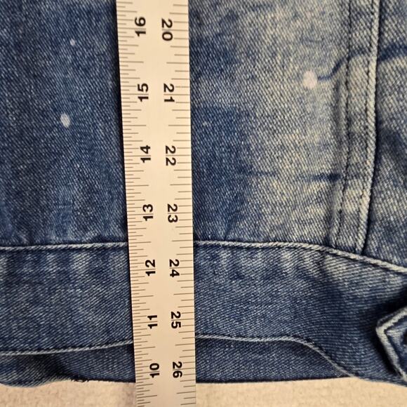 REASON Jean Jacket Mens Small Blue Hand Crafted Denim Button Up Cotton Pockets - Picture 10 of 14
